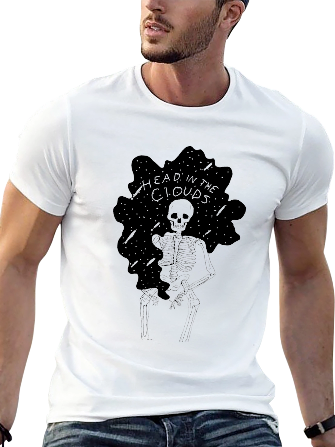 Head in the Clouds Skeleton Black Graphic Tee