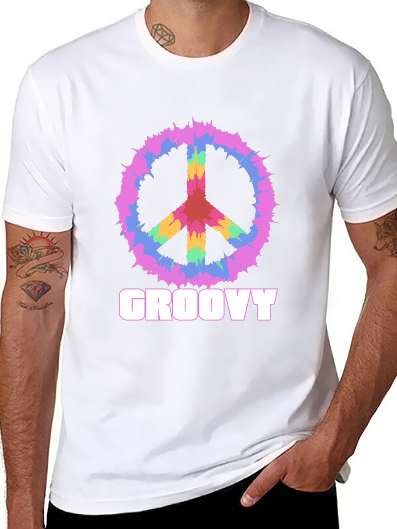 Groovy Peace Sign Graphic Tee - Retro Style