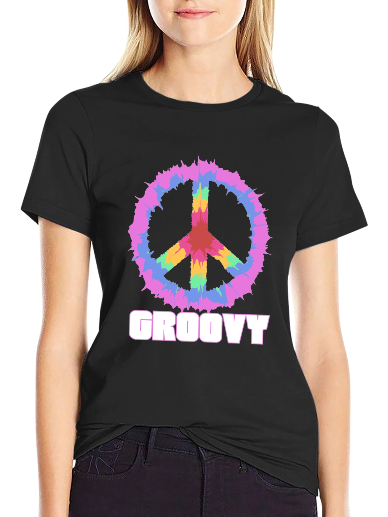 Groovy Peace Sign Graphic Tee - Retro Style