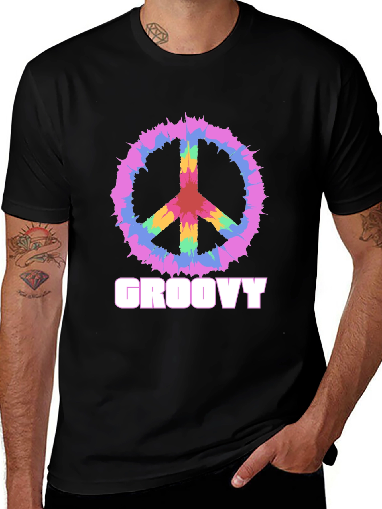 Groovy Peace Sign Graphic Tee - Retro Style