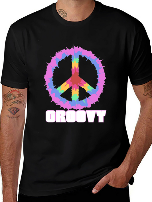 Groovy Peace Sign Graphic Tee - Retro Style