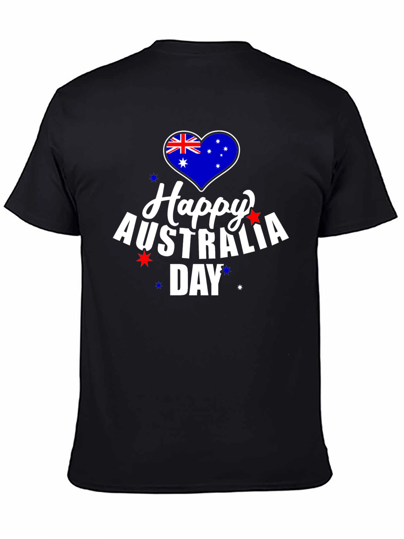 Happy Australia Day T-Shirt Black Cotton