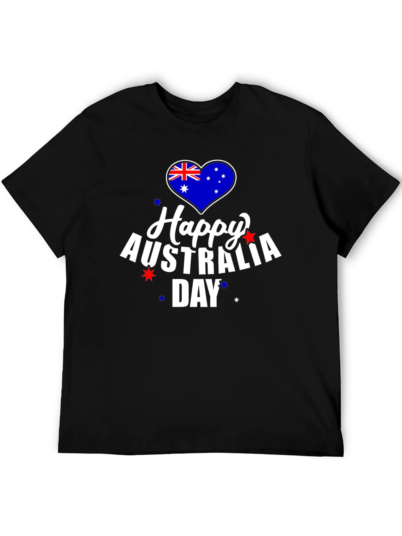 Happy Australia Day T-Shirt Black Cotton