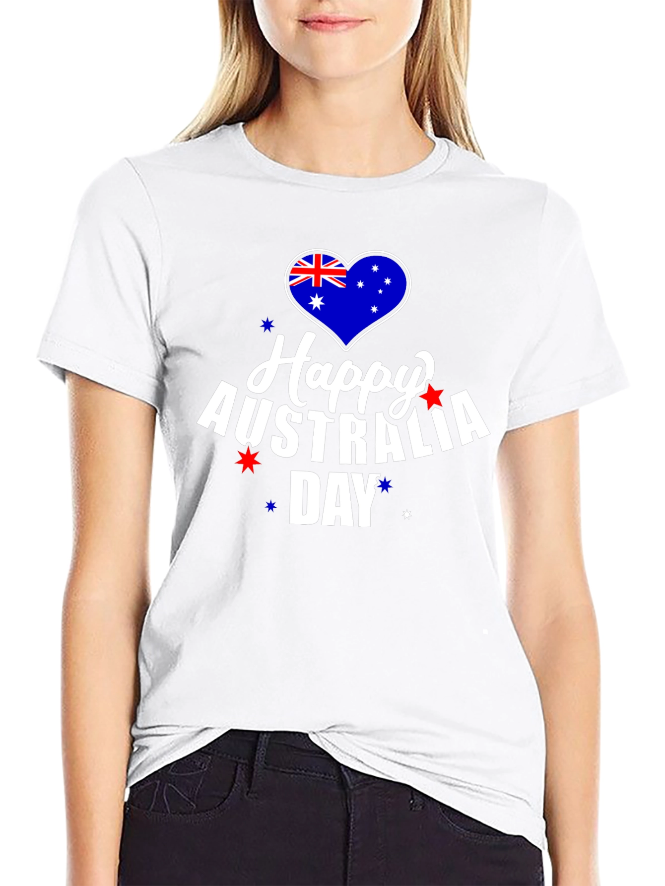Happy Australia Day T-Shirt Black Cotton