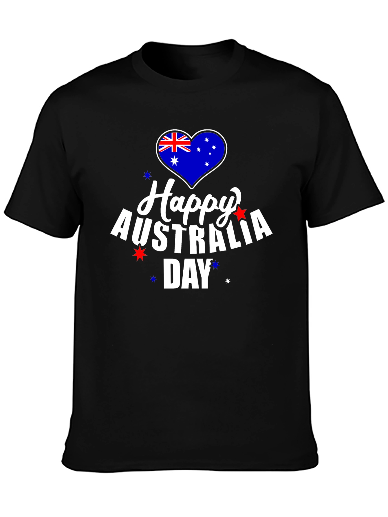 Happy Australia Day T-Shirt Black Cotton