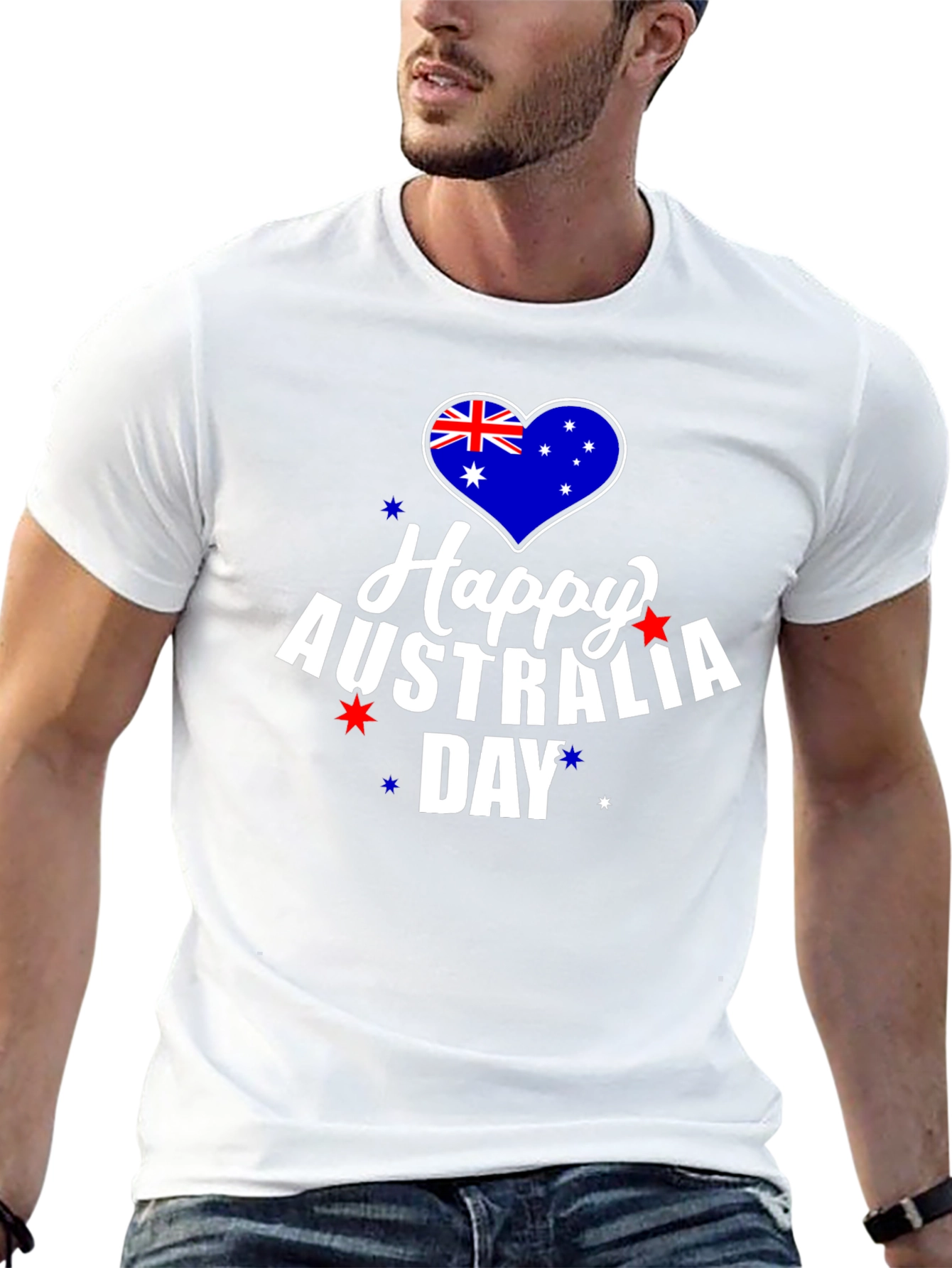 Happy Australia Day T-Shirt Black Cotton
