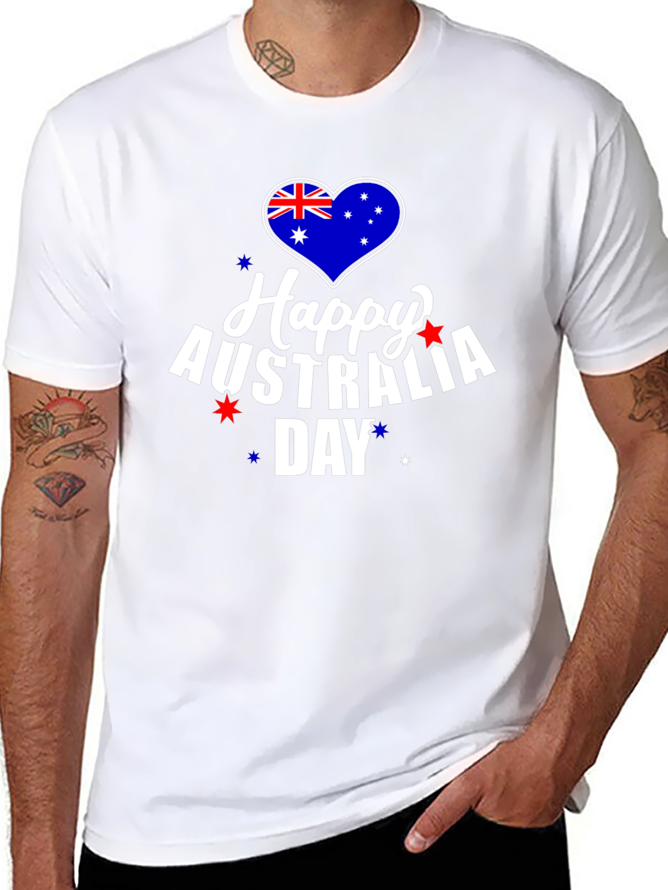 Happy Australia Day T-Shirt Black Cotton