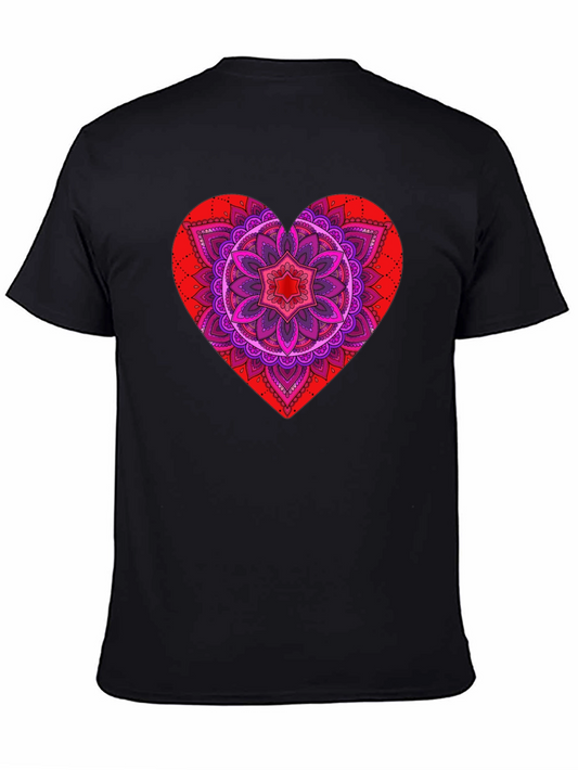 Heart Mandala Graphic Tee - Black