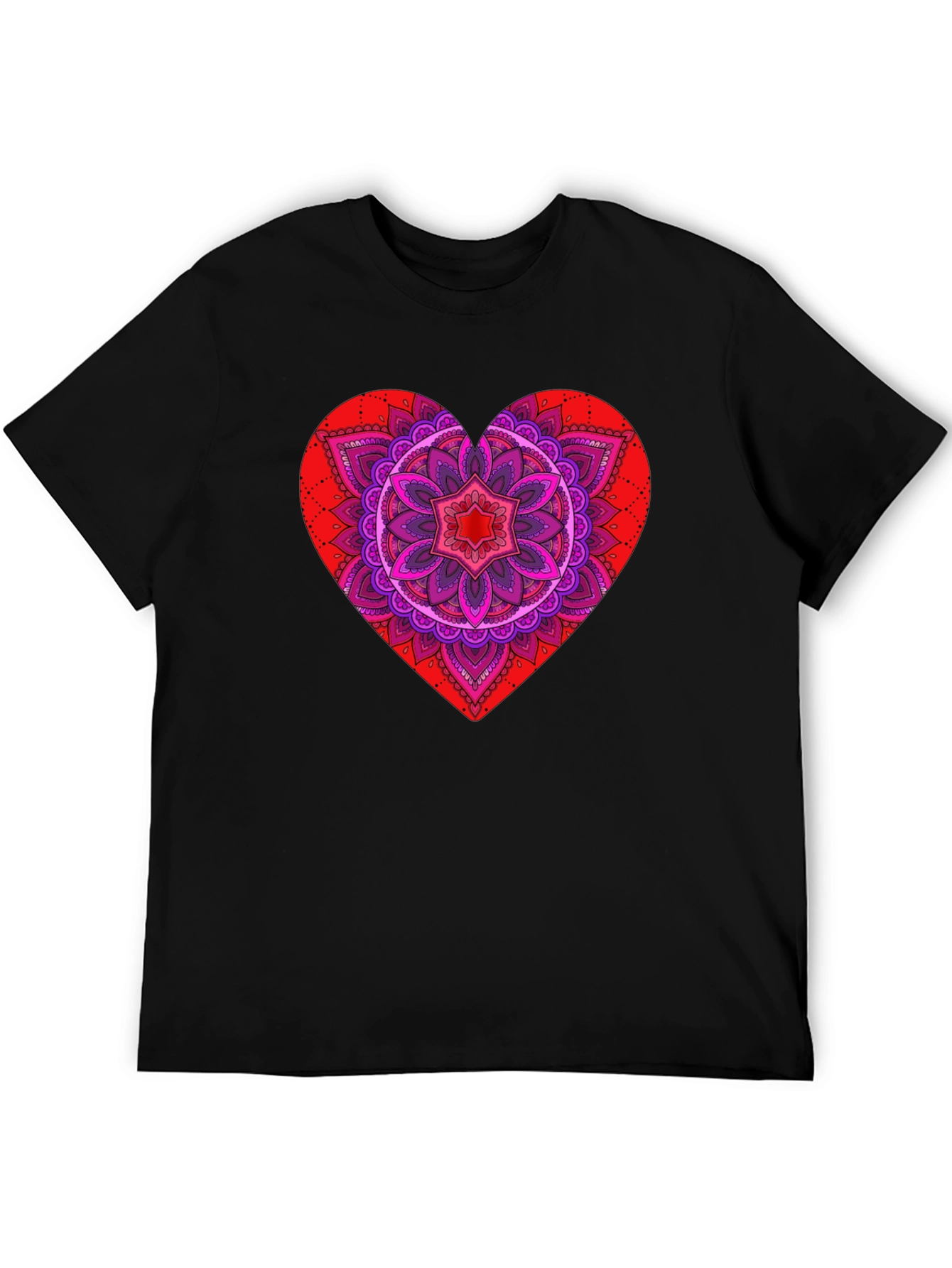 Heart Mandala Graphic Tee - Black