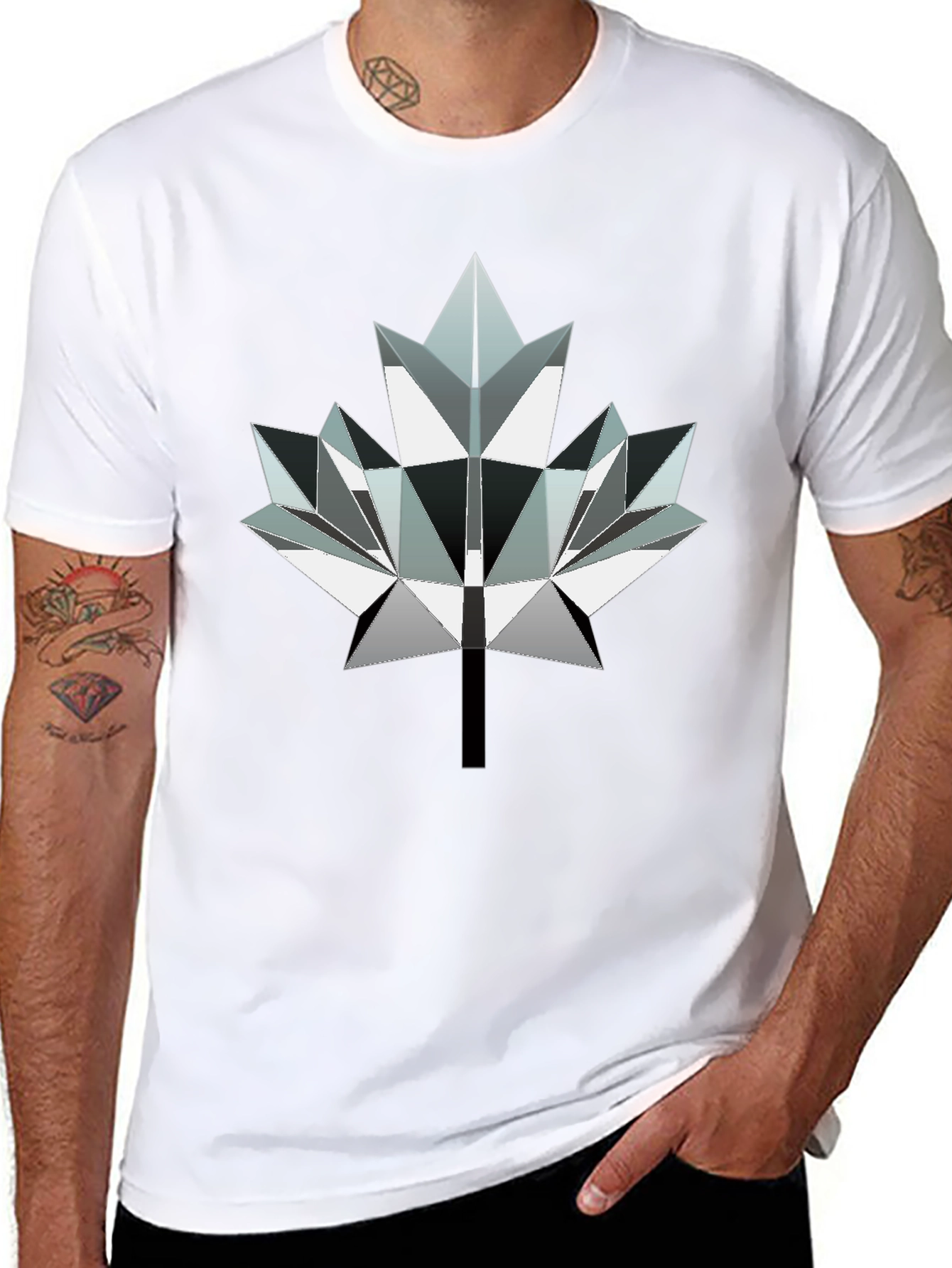 Geometric Maple Leaf Graphic Tee - Modern Canada Style