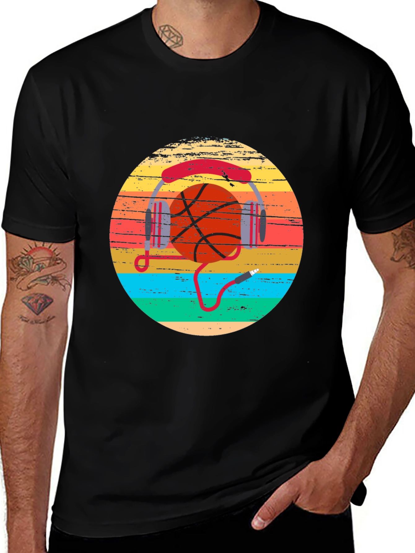 Basketball Music Retro Graphic T-Shirt