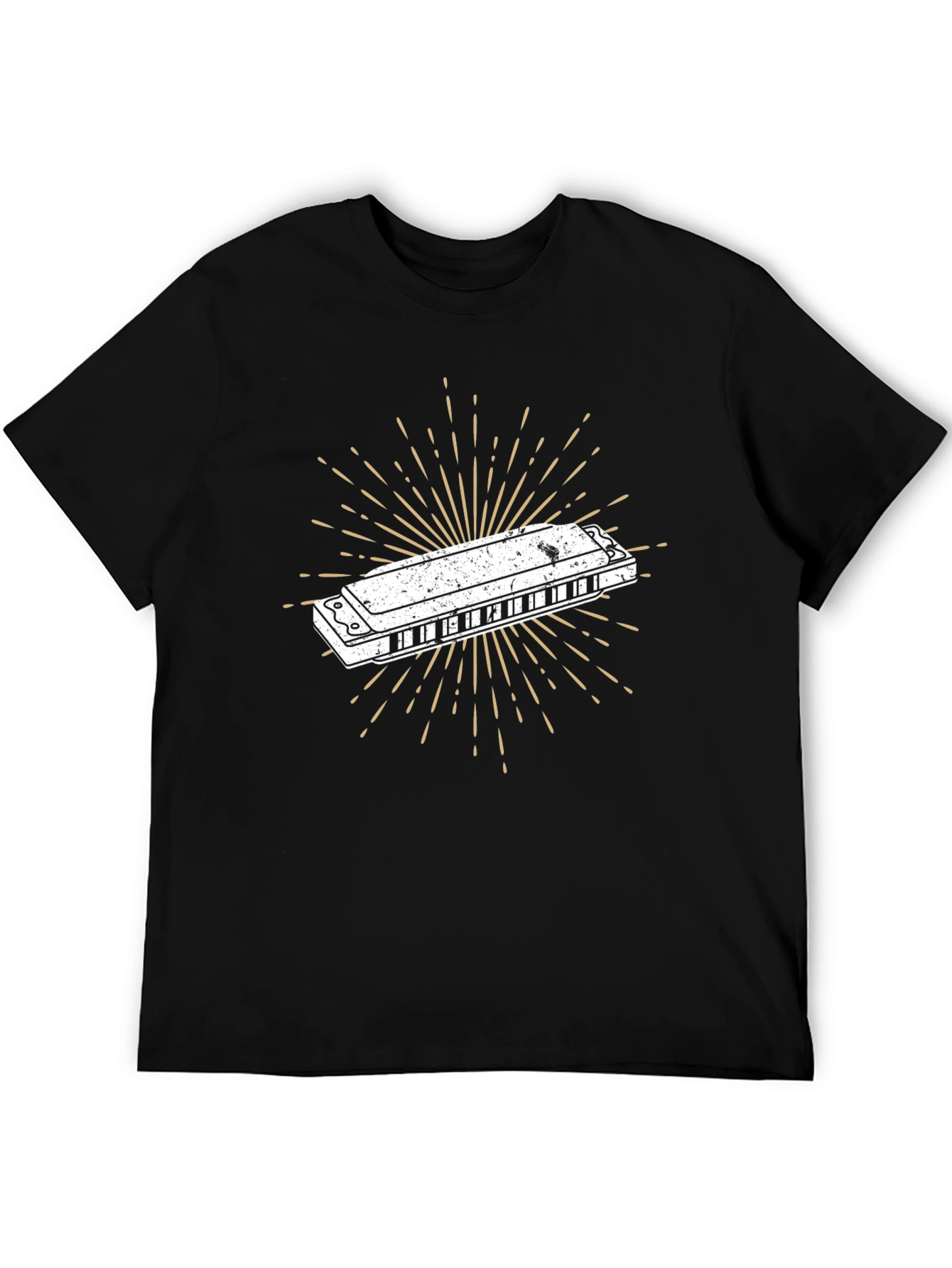 Harmonica Burst Graphic Tee - Black Cotton Casual