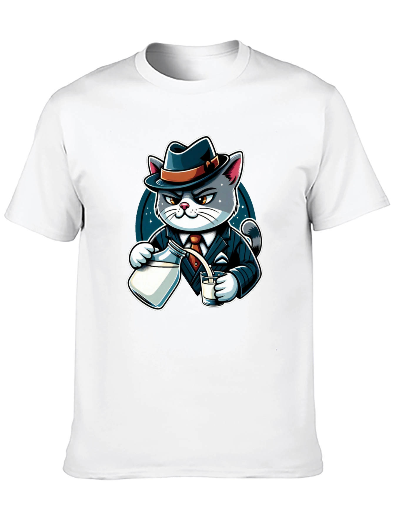 Gangster Cat Milk Pour T-Shirt