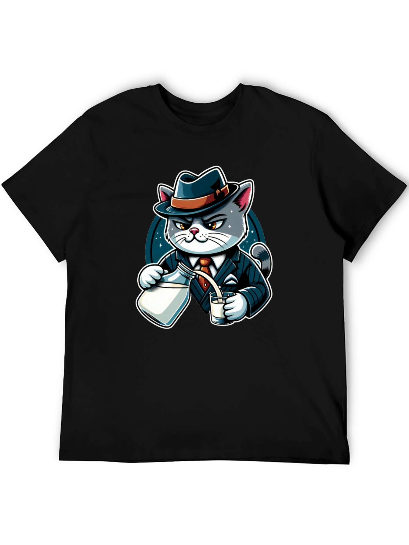 Gangster Cat Milk Pour T-Shirt