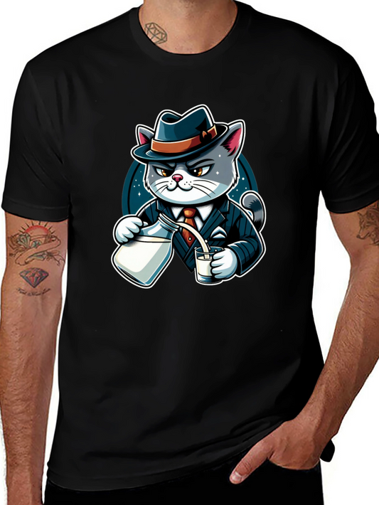 Gangster Cat Milk Pour T-Shirt