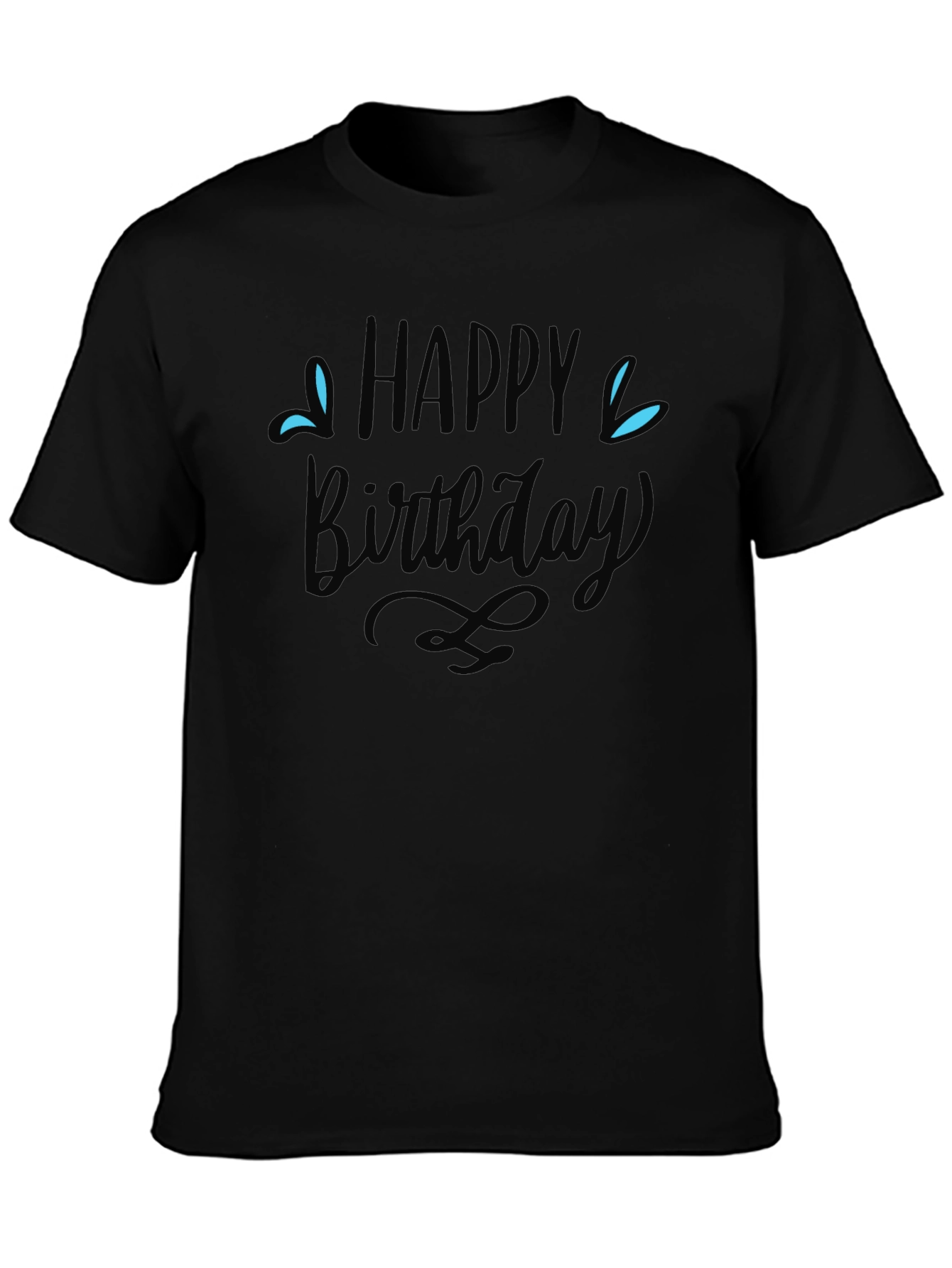 Happy Birthday Graphic Tee - Mens Black T-Shirt