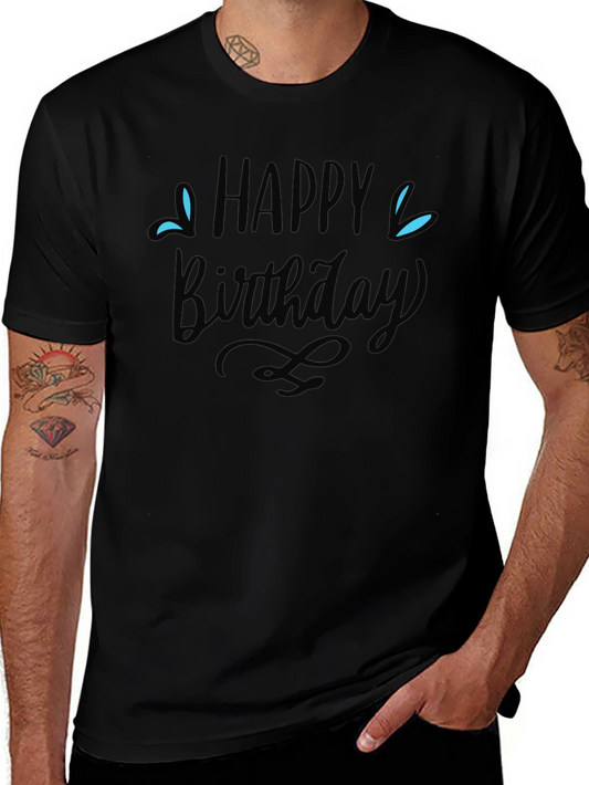 Happy Birthday Graphic Tee - Mens Black T-Shirt