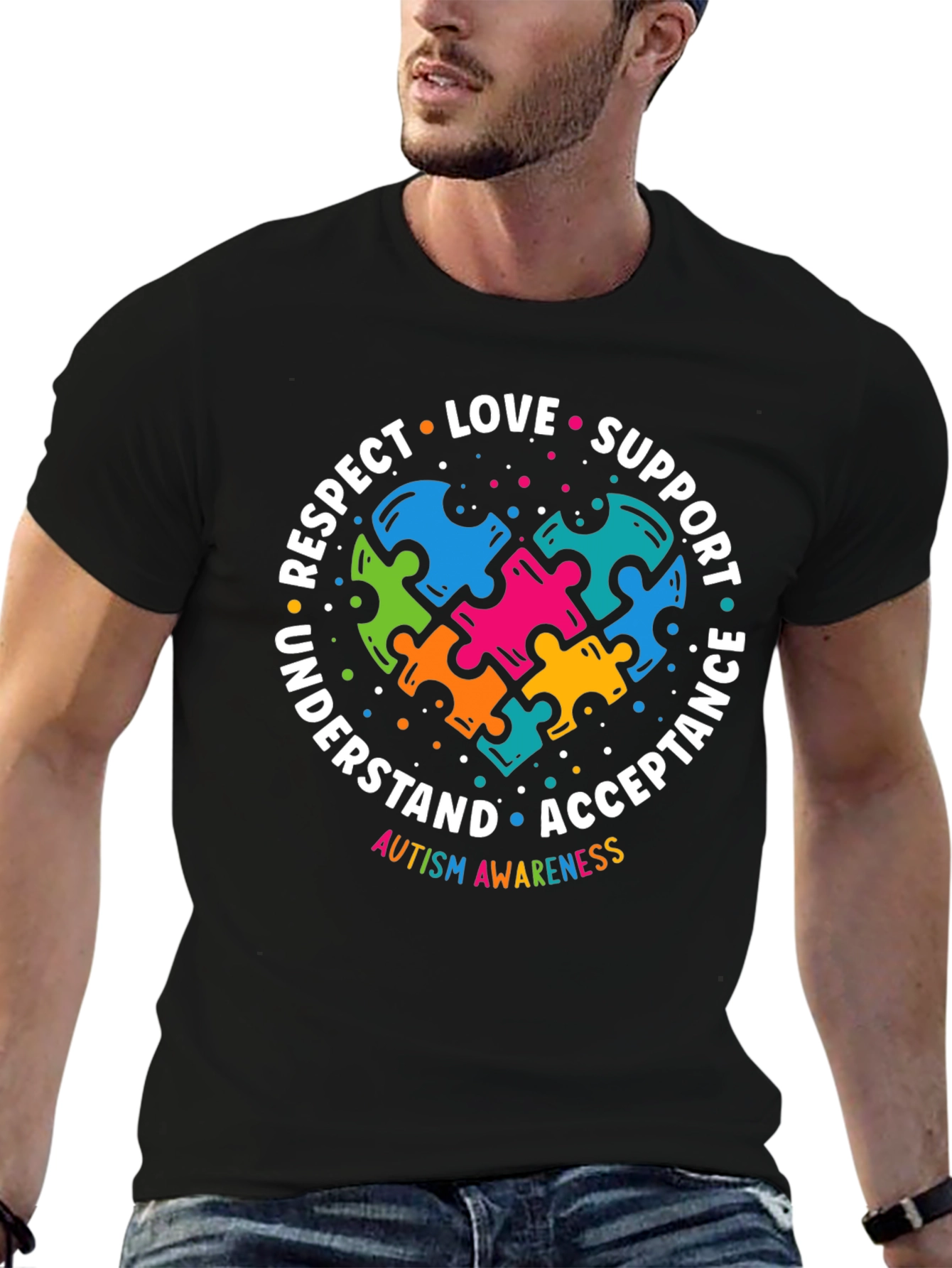 Autism Awareness Puzzle Heart Graphic T-Shirt