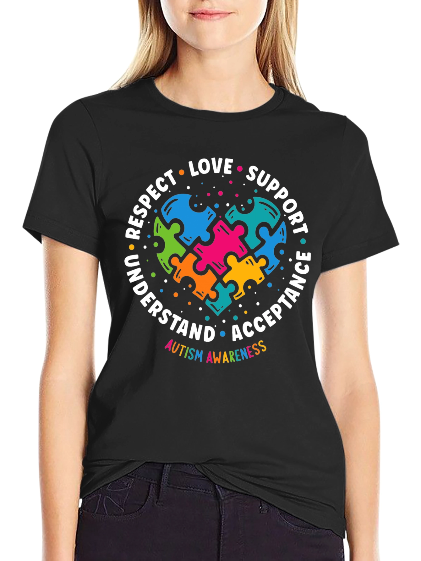 Autism Awareness Puzzle Heart Graphic T-Shirt