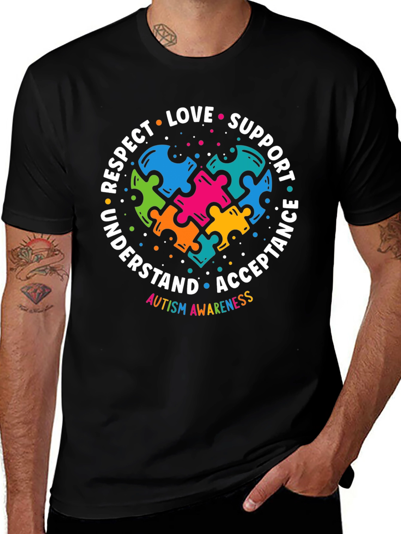 Autism Awareness Puzzle Heart Graphic T-Shirt