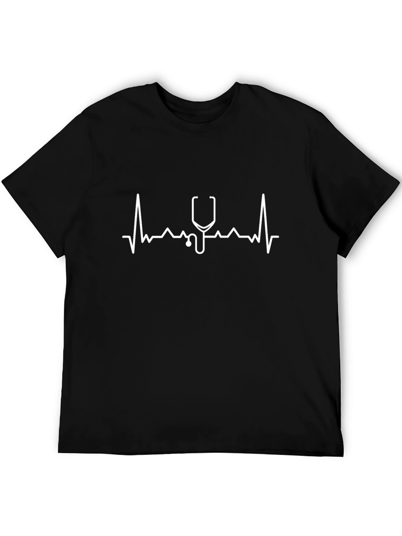 Heartbeat Stethoscope Graphic Tee - Black Cotton