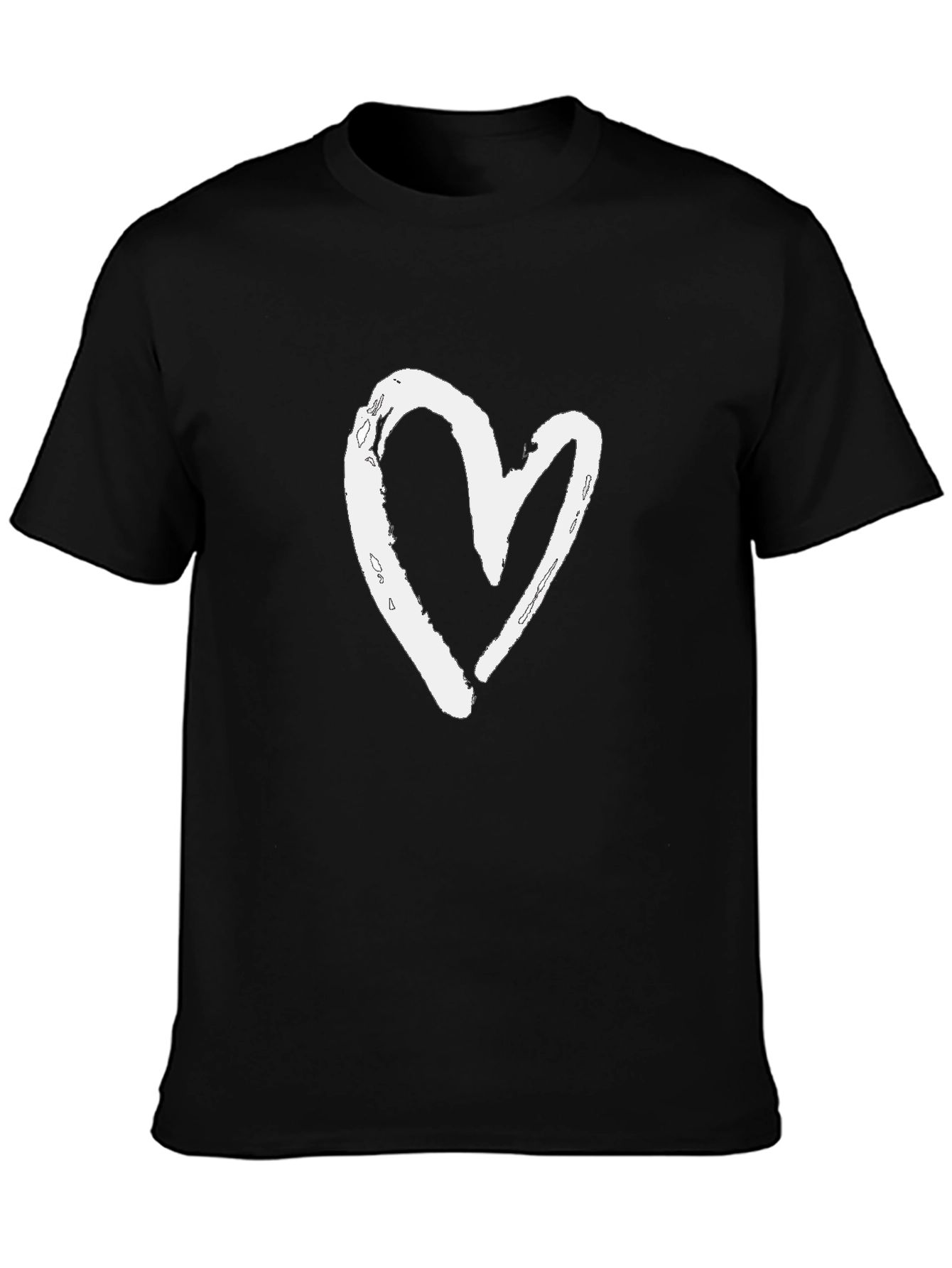 Heart Graphic Black Cotton T-Shirt