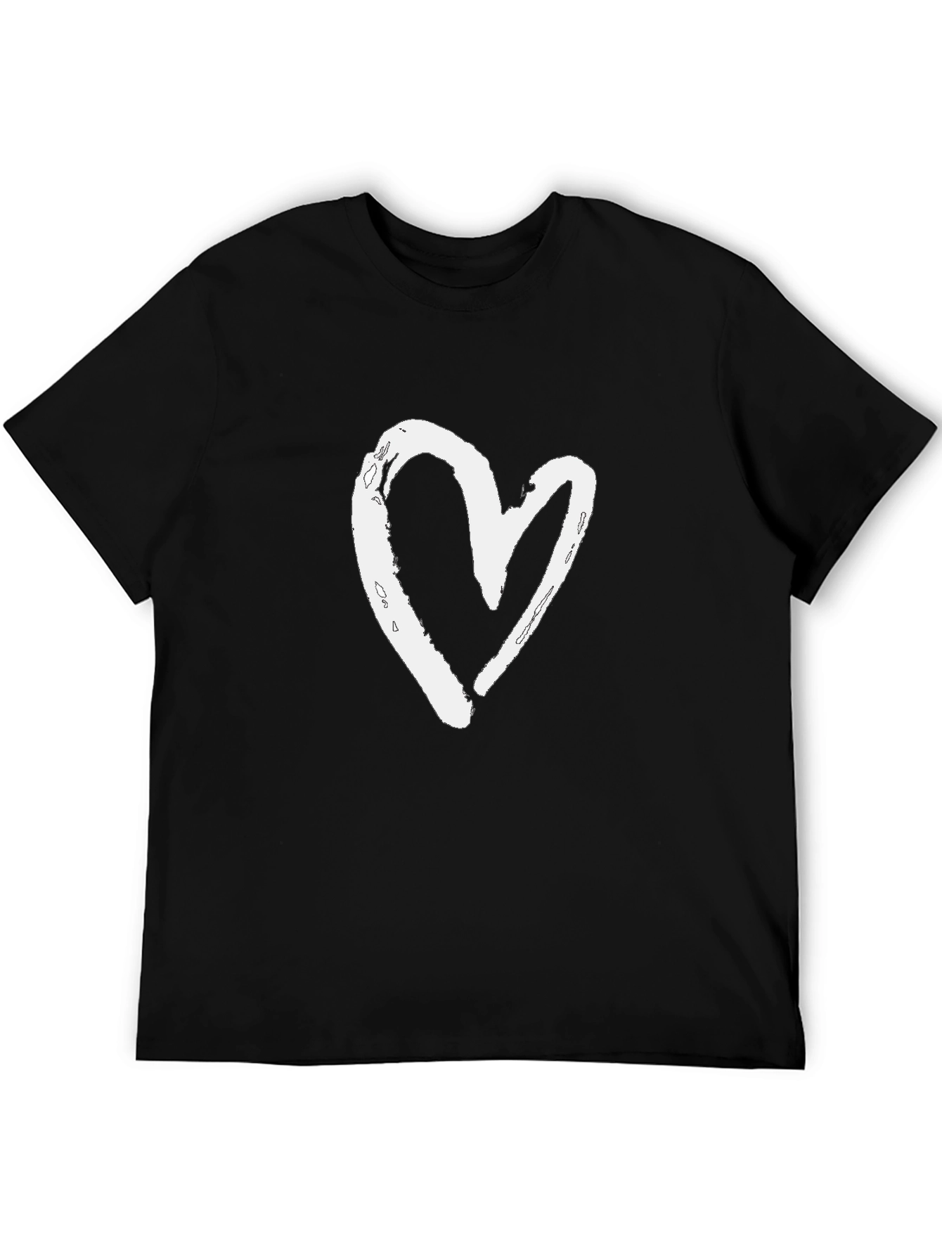 Heart Graphic Black Cotton T-Shirt