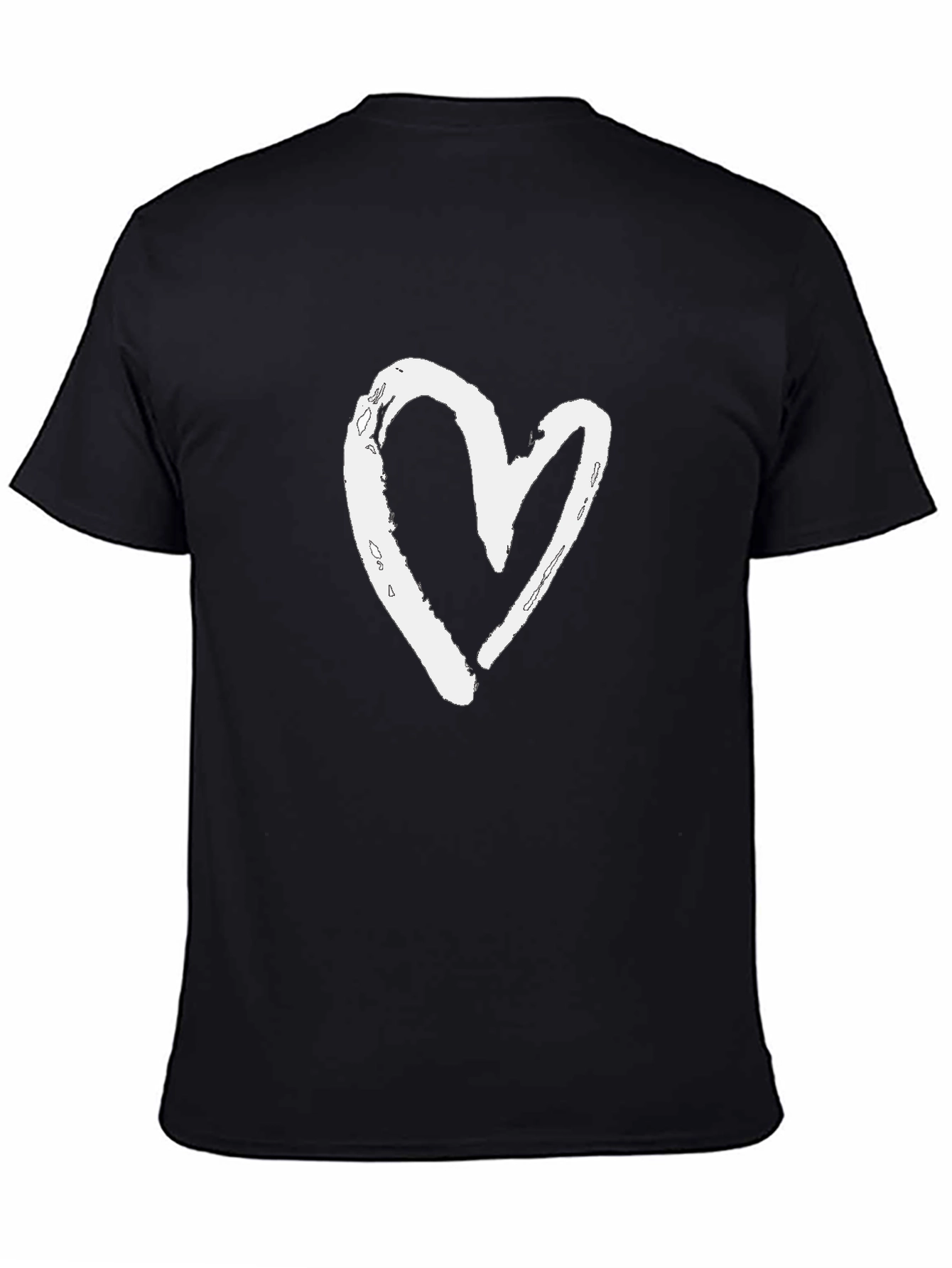 Heart Graphic Black Cotton T-Shirt