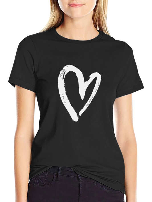 Heart Graphic Black Cotton T-Shirt
