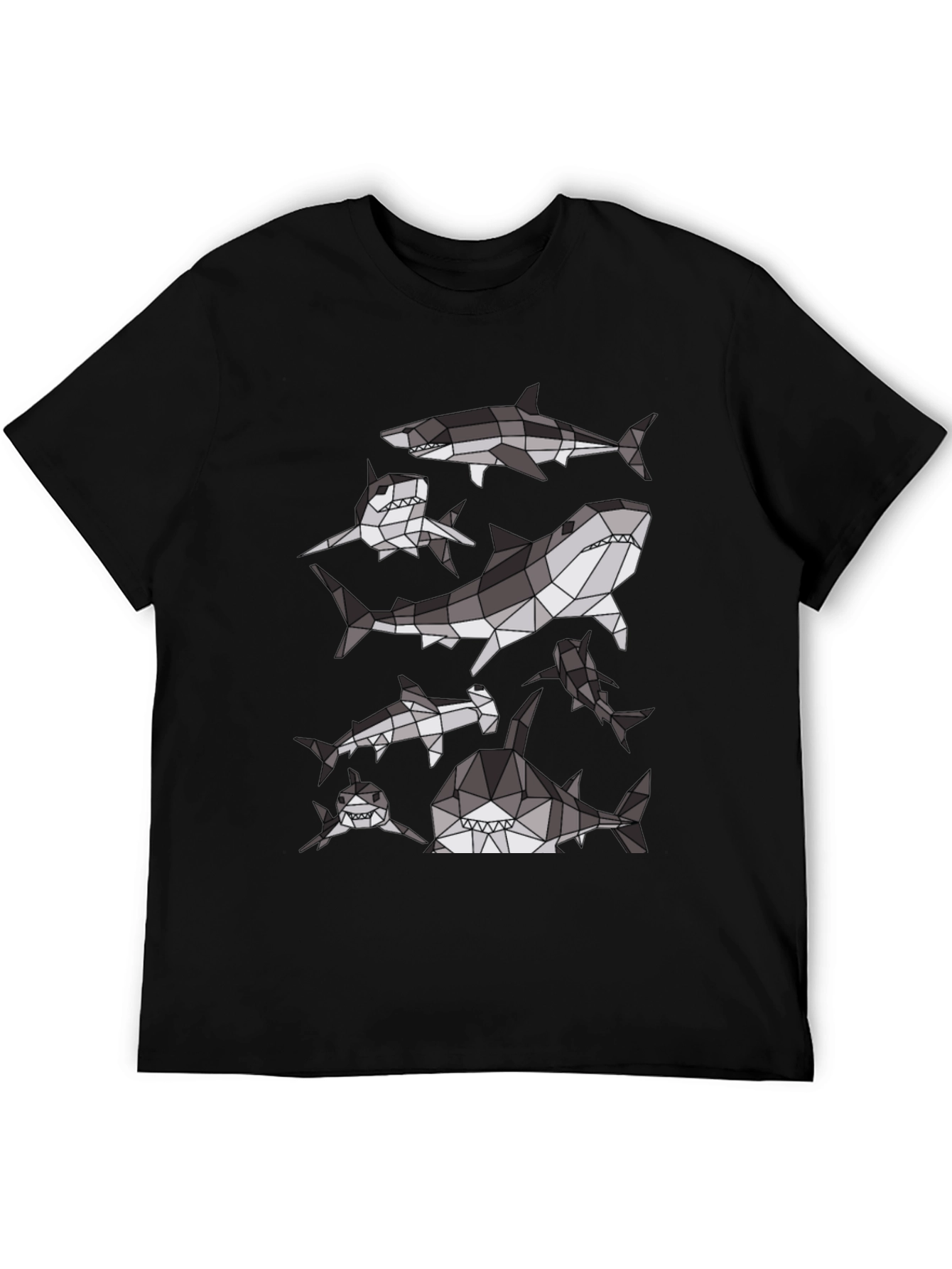 Geometric Shark Pattern T-Shirt