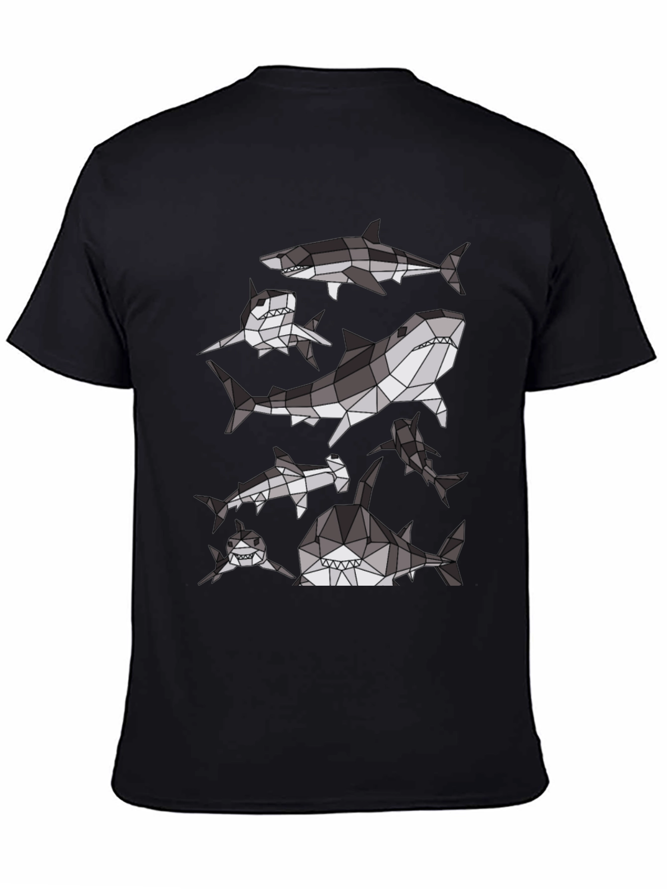Geometric Shark Pattern T-Shirt