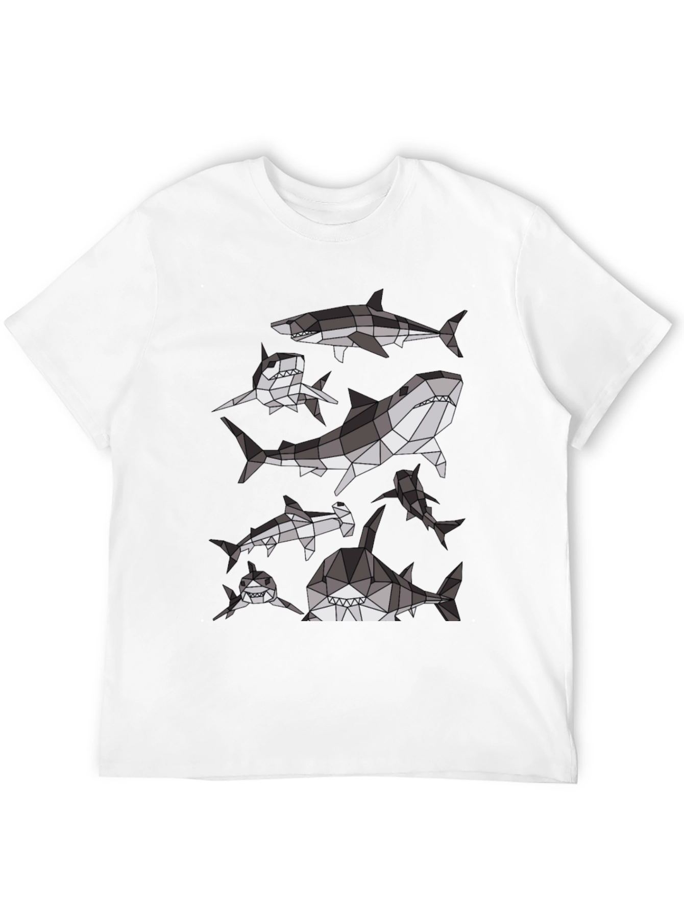 Geometric Shark Pattern T-Shirt