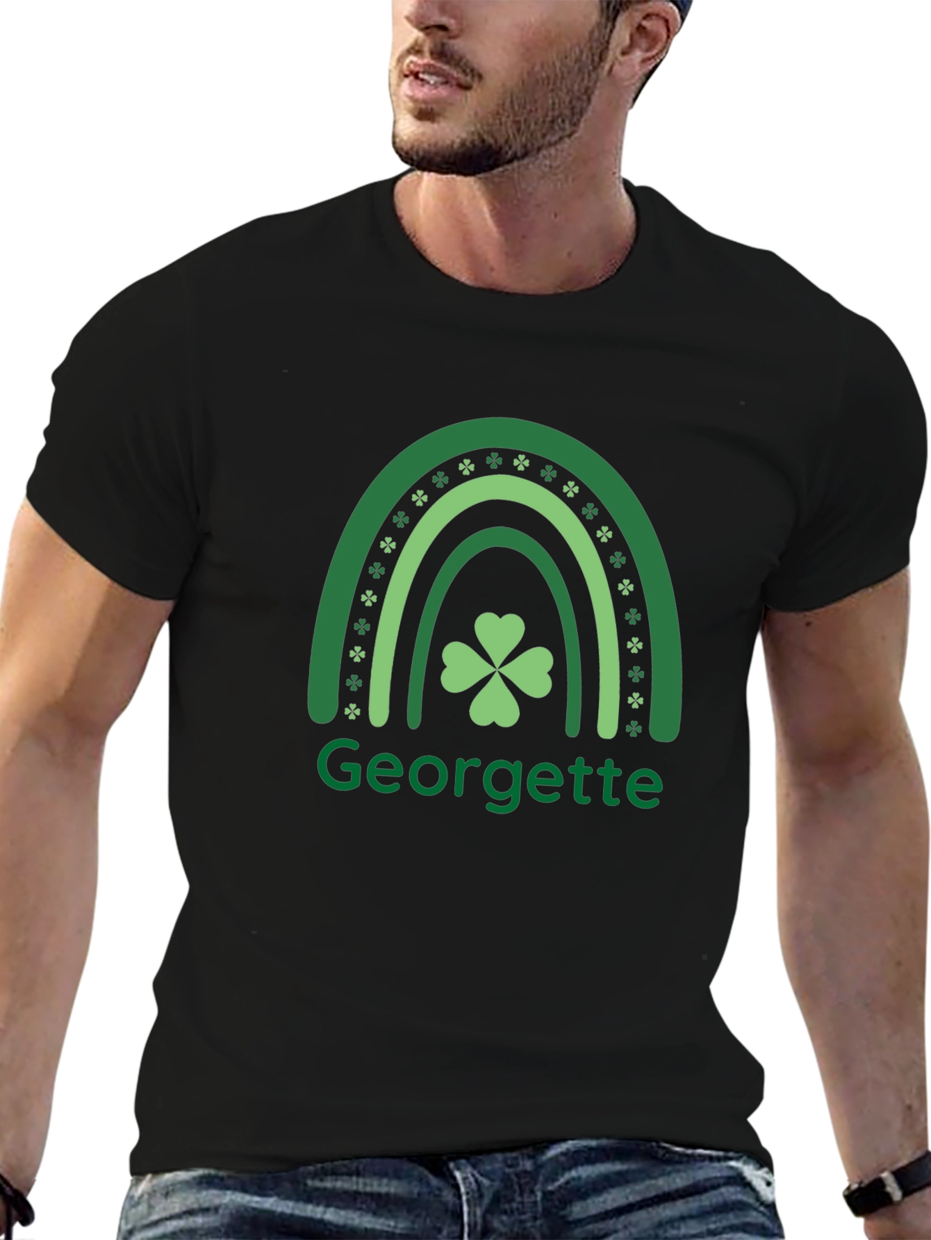 Georgette St. Patricks Day Rainbow Clover T-Shirt