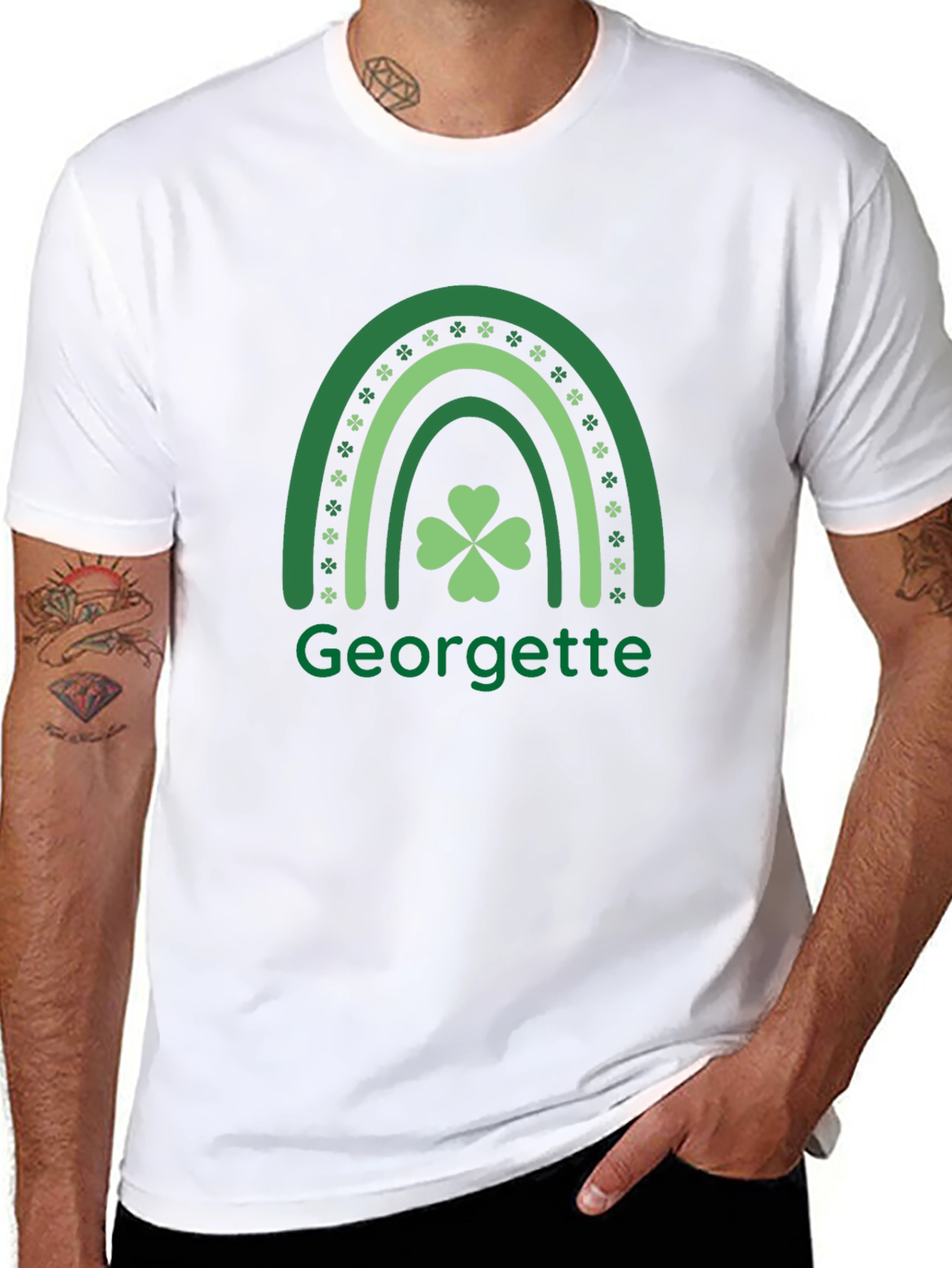 Georgette St. Patricks Day Rainbow Clover T-Shirt