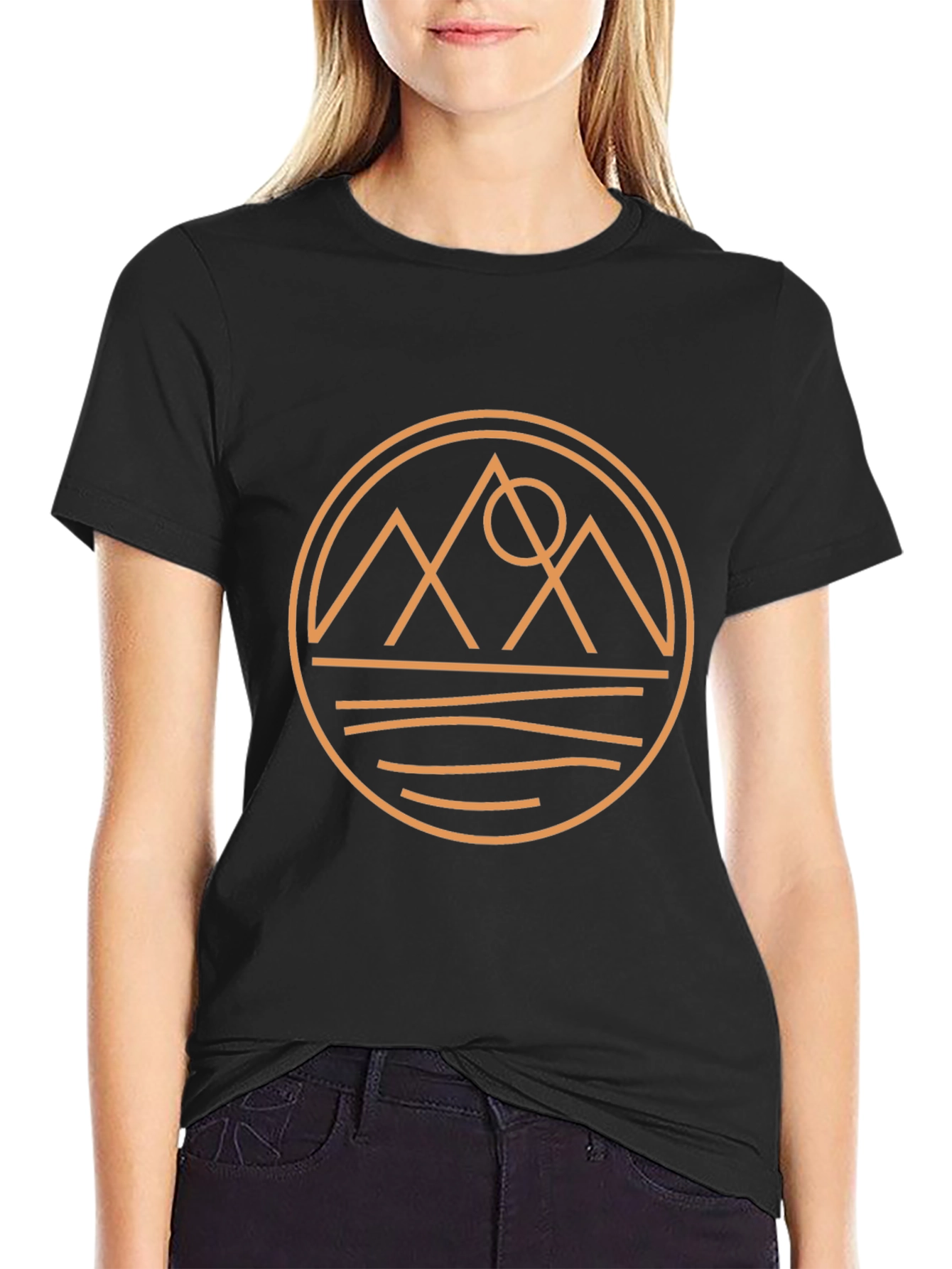 Geometric Mountain Graphic Tee - Black