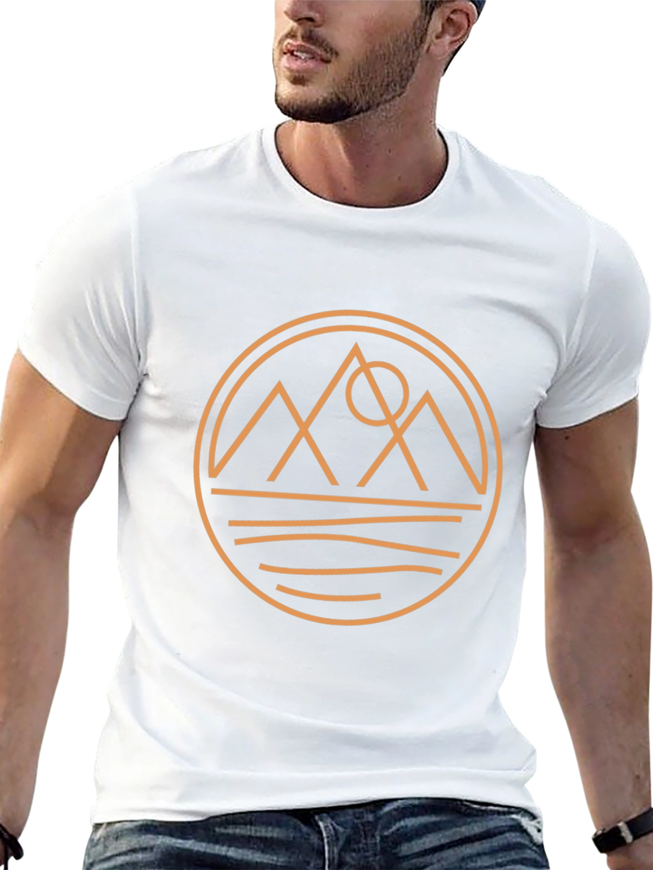 Geometric Mountain Graphic Tee - Black