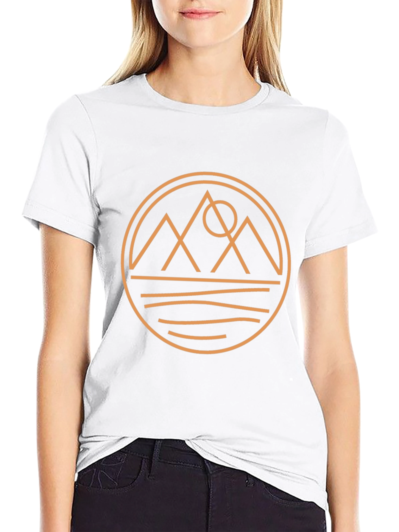 Geometric Mountain Graphic Tee - Black