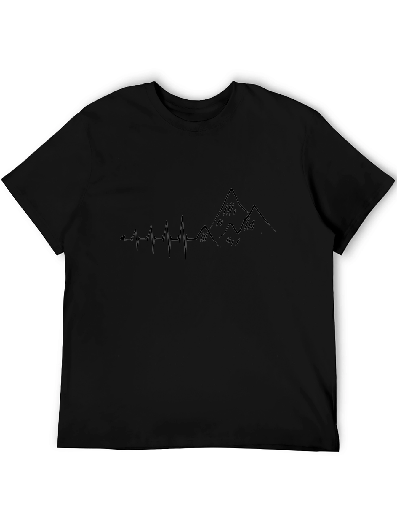 Heartbeat Mountain Graphic Black T-Shirt