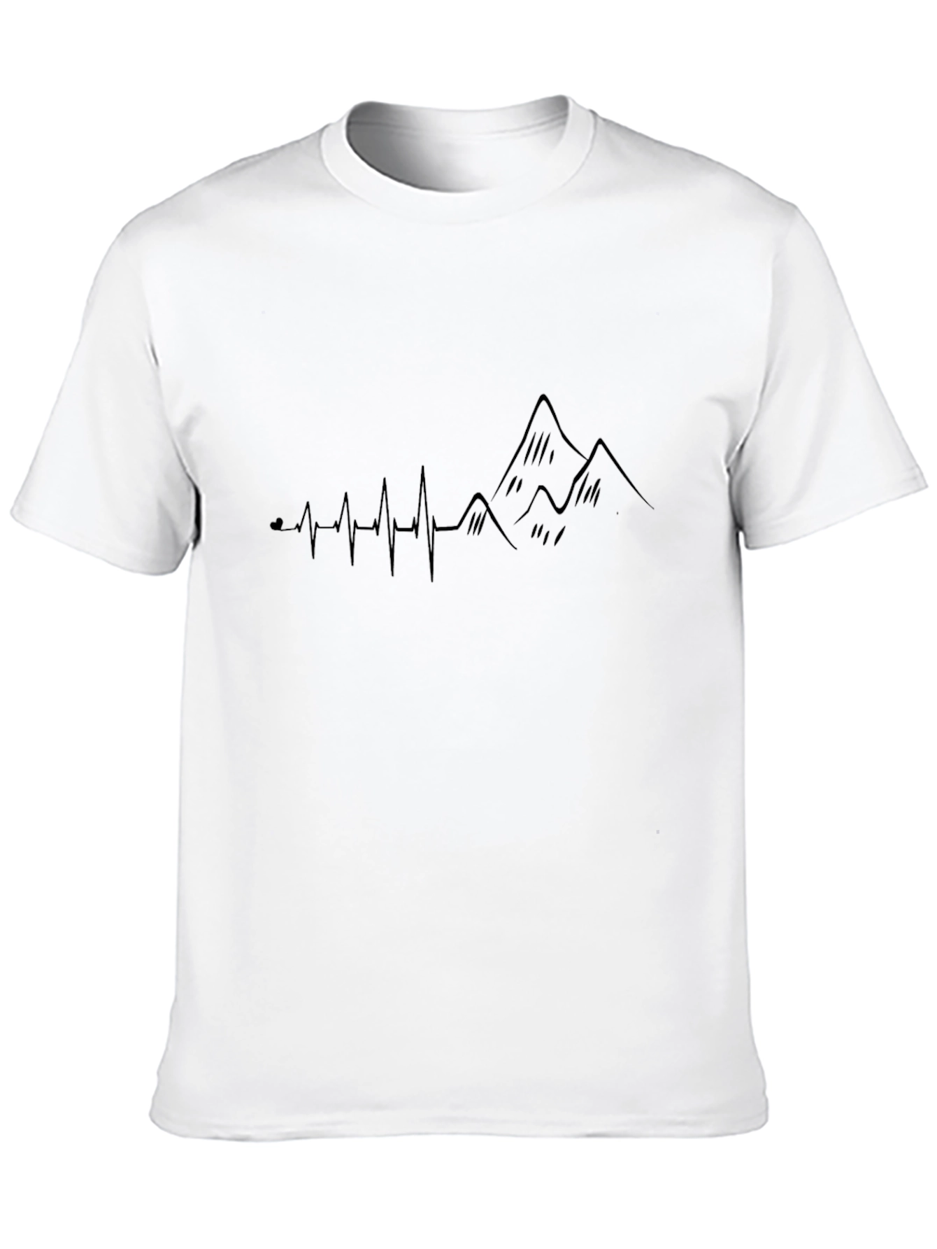 Heartbeat Mountain Graphic Black T-Shirt
