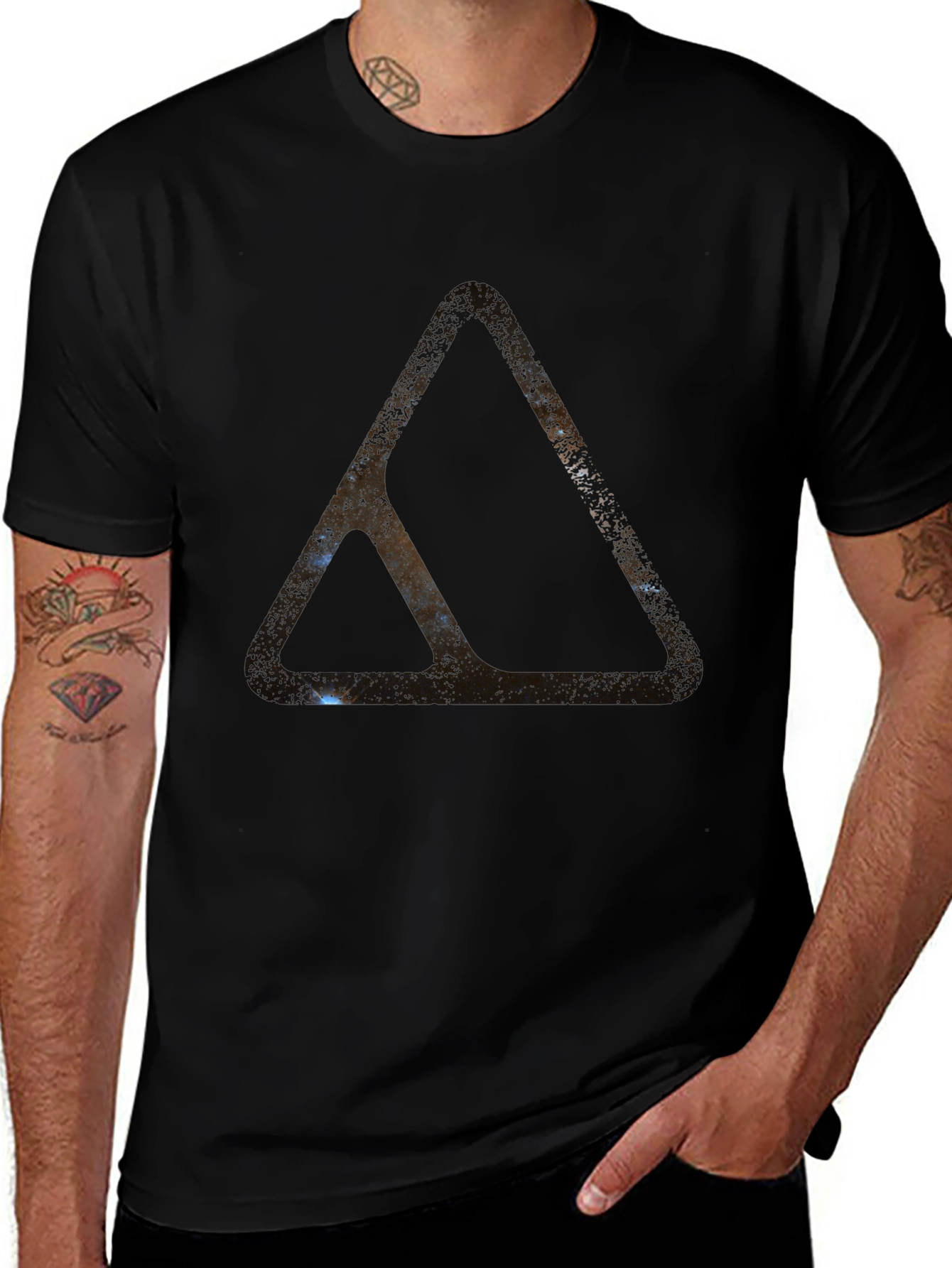 Abstract Triangle Graphic Black T-Shirt