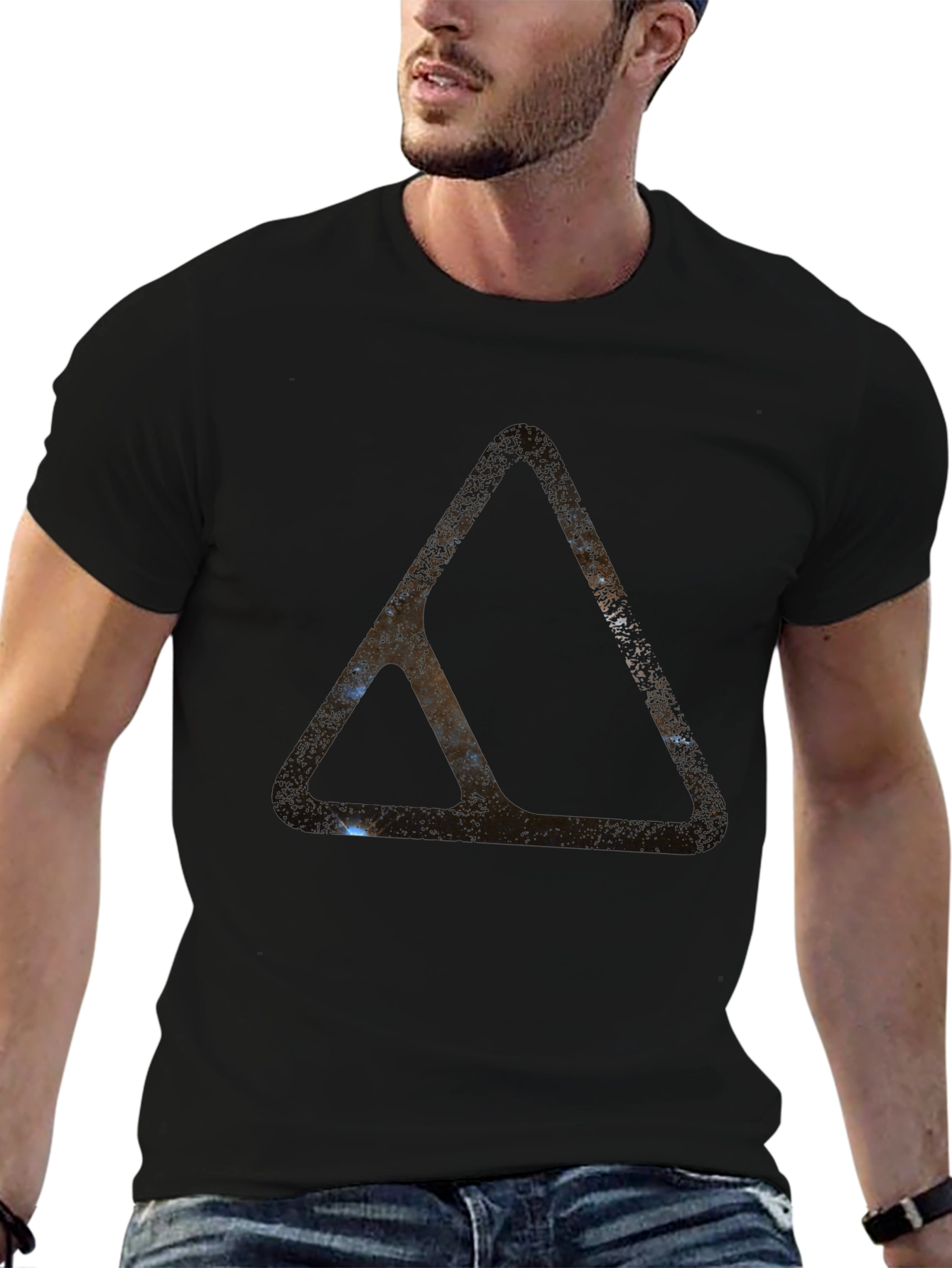 Abstract Triangle Graphic Black T-Shirt