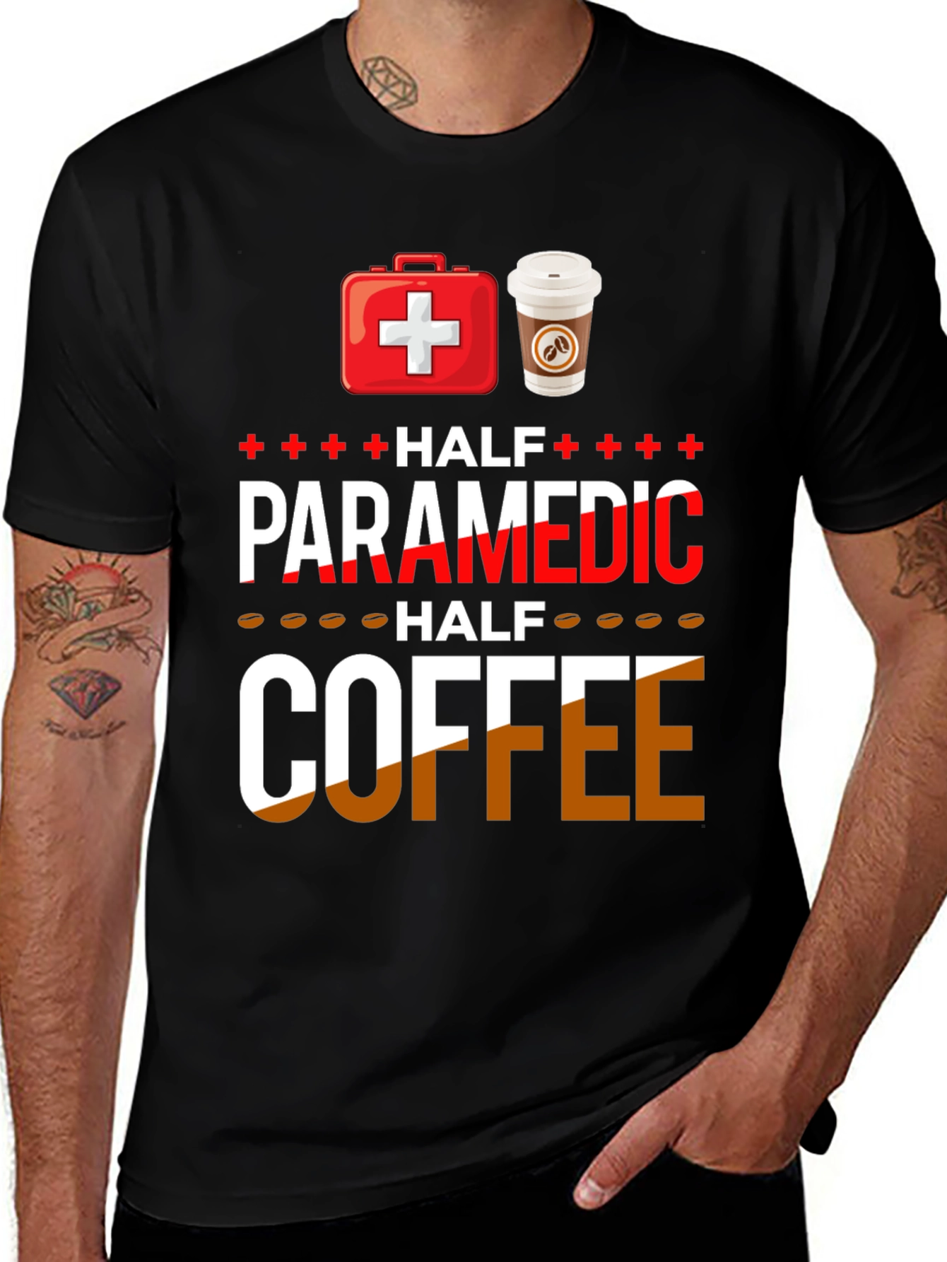 Paramedic Half Coffee Funny T-Shirt