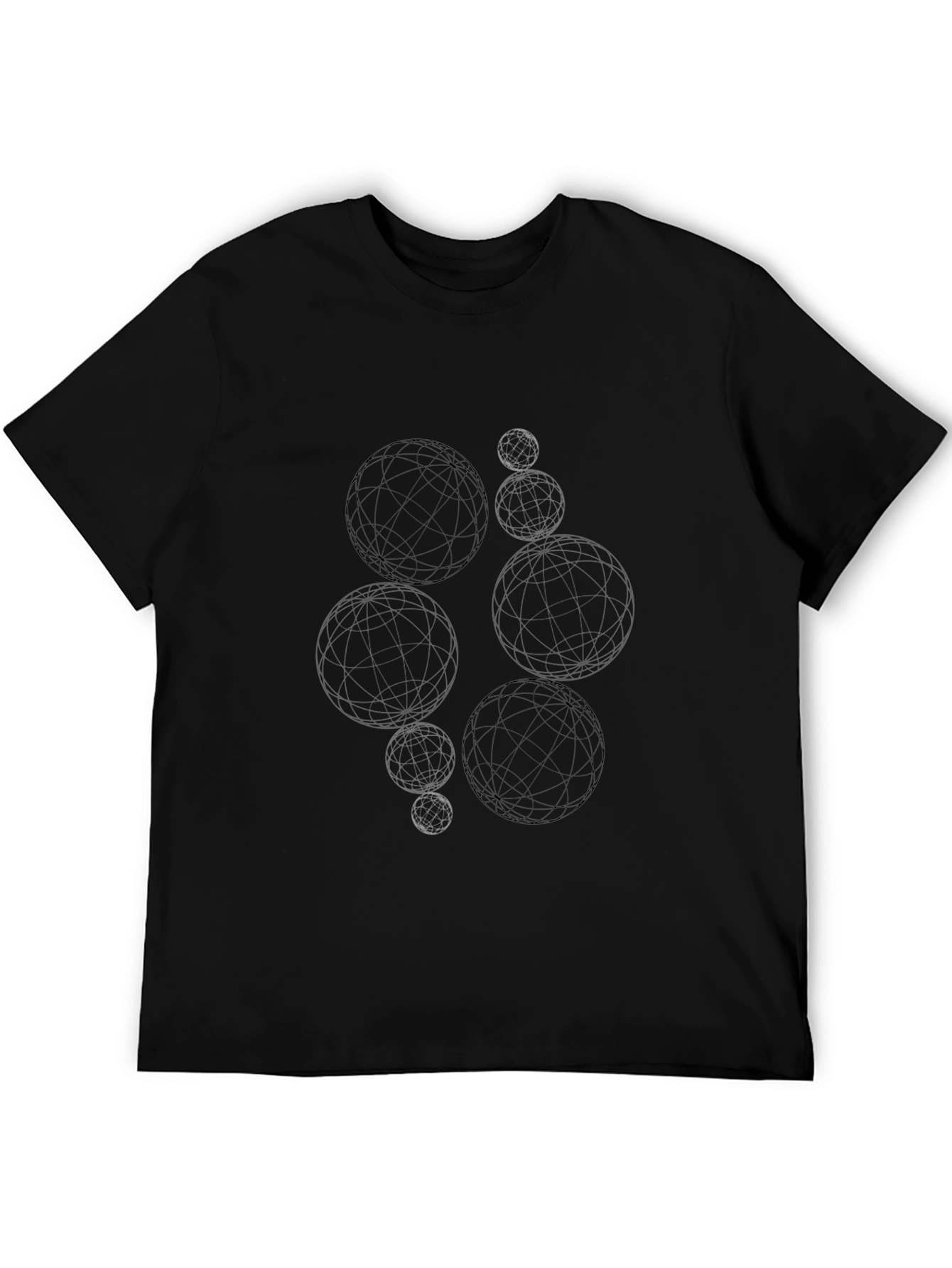 Geometric Sphere Graphic Black T-Shirt