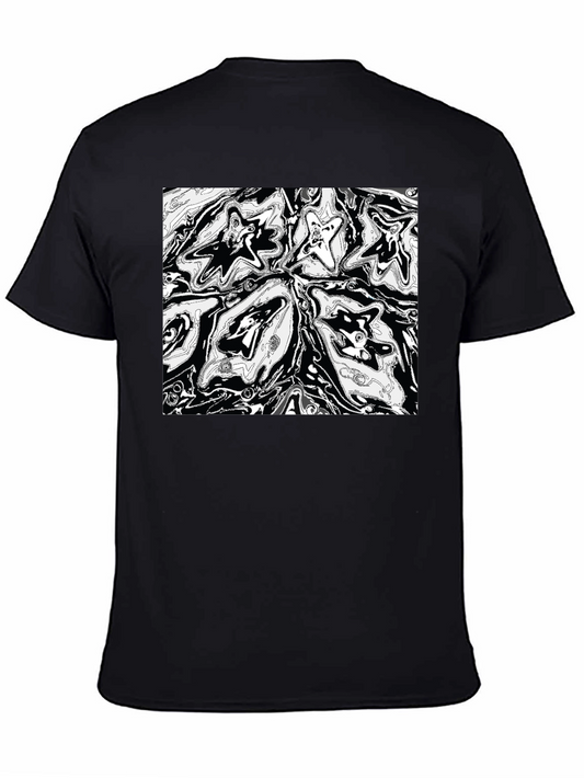 Abstract Star Pattern Black T-Shirt
