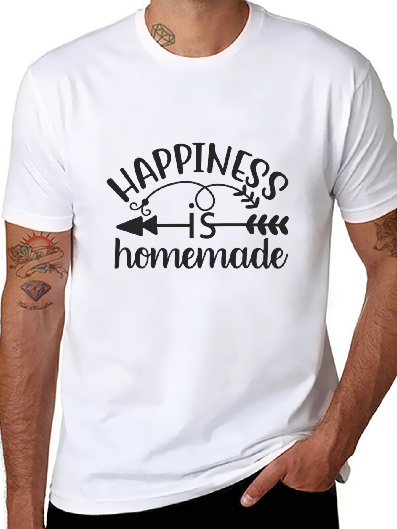 Happiness Is Homemade Graphic Black T-Shirt