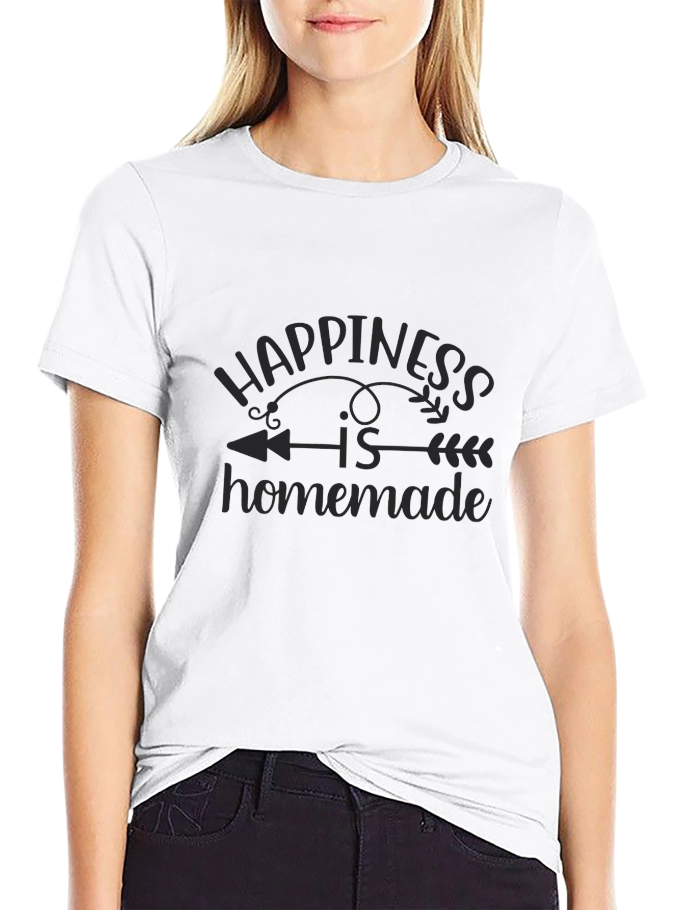 Happiness Is Homemade Graphic Black T-Shirt