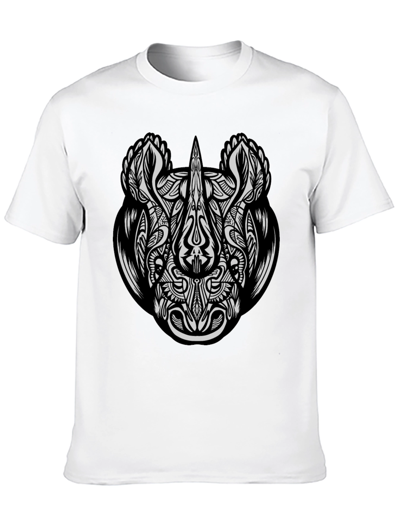 Abstract Rhino Graphic Print Black T-Shirt