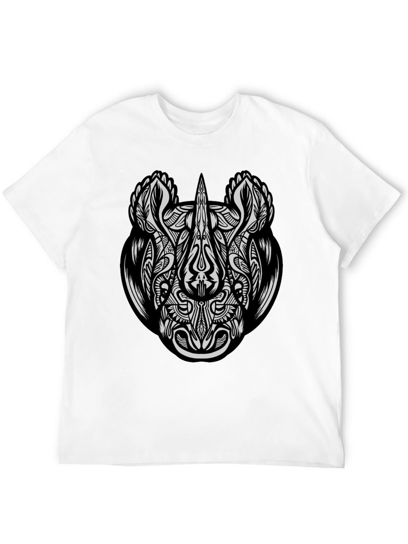 Abstract Rhino Graphic Print Black T-Shirt