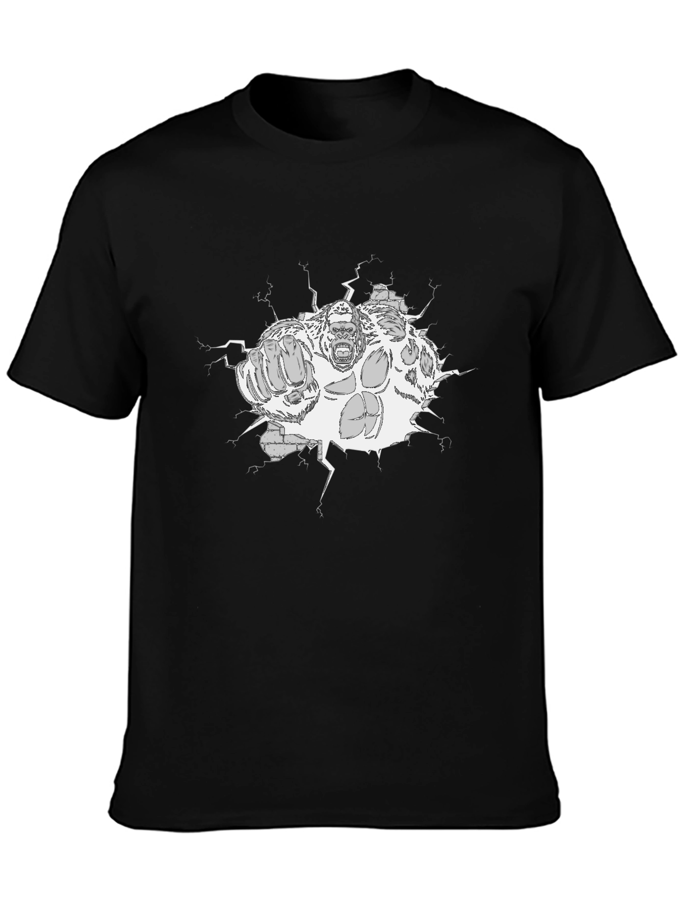 Gorilla Smash Graphic Tee - Black Cotton