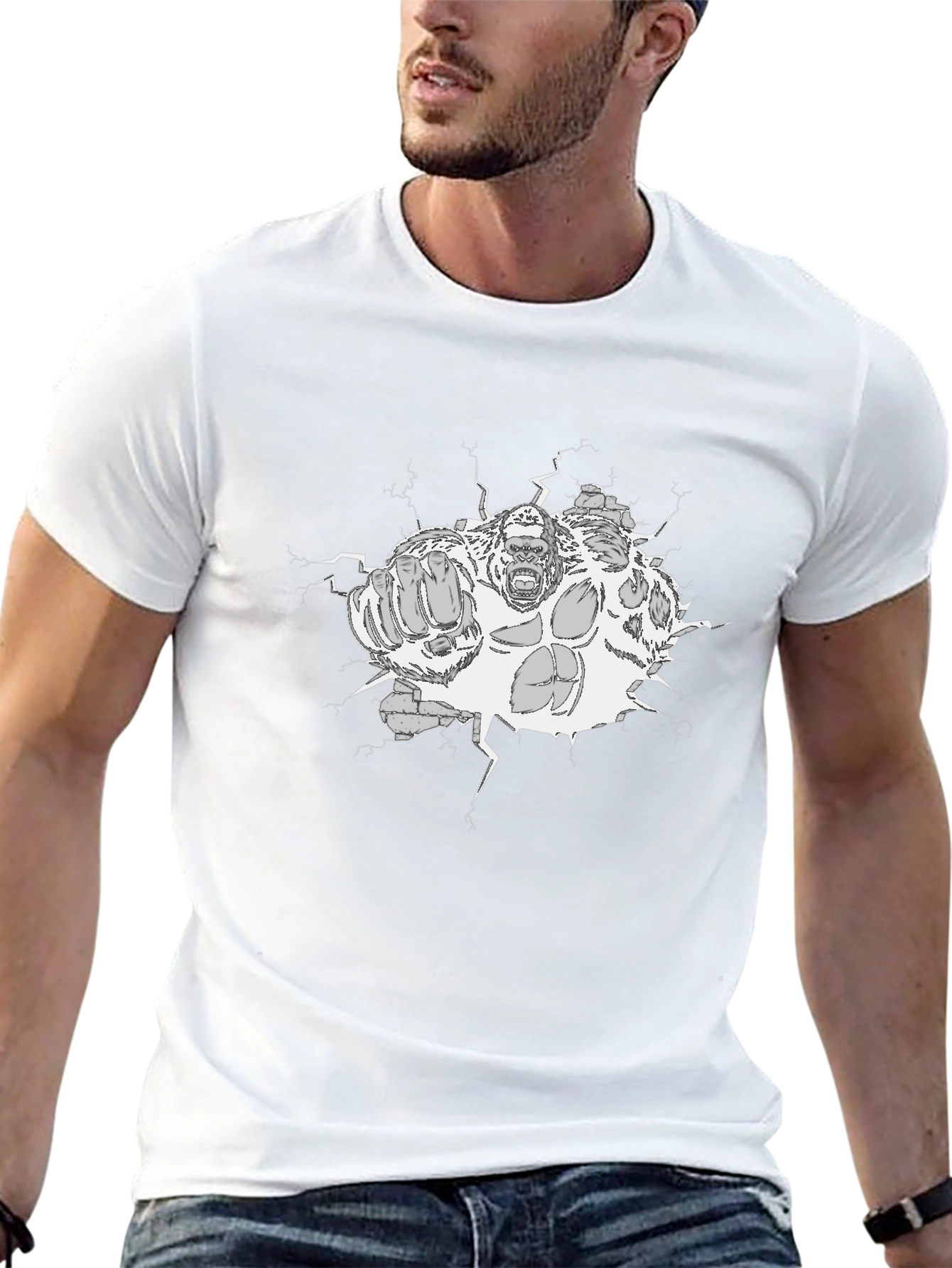 Gorilla Smash Graphic Tee - Black Cotton